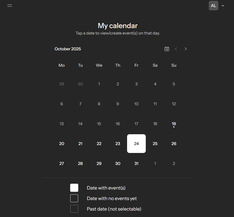 Calendar view example